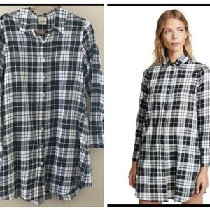 Baldwin Sloane Plaid Dress Long Sleeve Button Down Checkered Pattern sz M